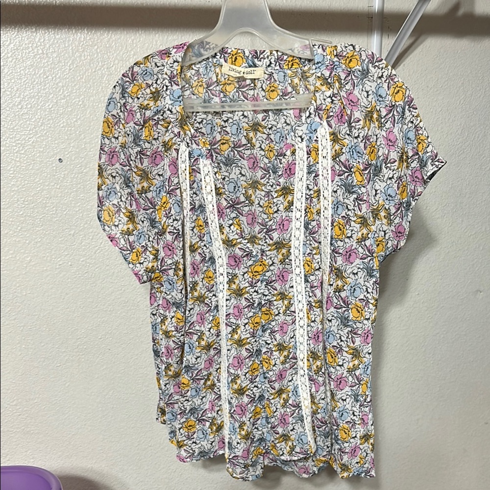 New York & Company  Ruffled Floral Blouse